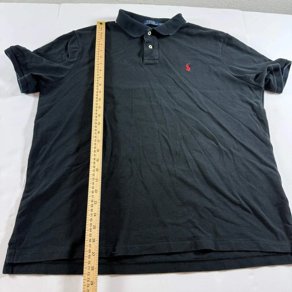 Polo Ralph Lauren Mens XL Classic Fit Black Pique Polo Shirt Red Pony Logo